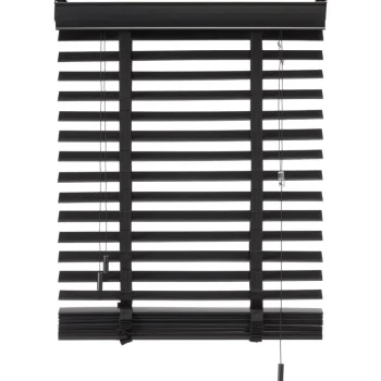 New Kwantum Houtlook Jaloezie Ravi Zwart 50mm 180x175 Cm 180X175CM