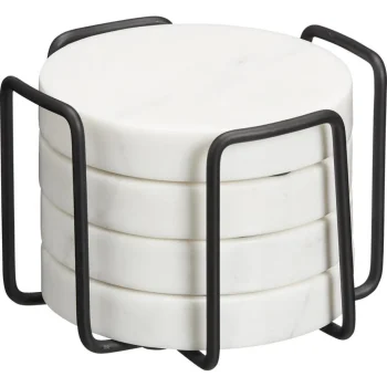 Fashion Kwantum Onderzetters Marmer 4 Stuks Wit