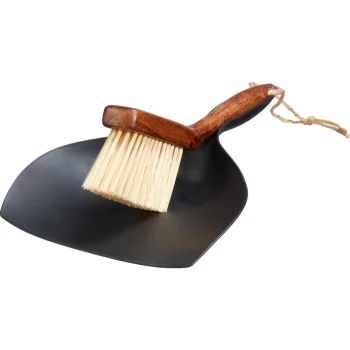 Clearance Kwantum Stoffer En Blik Hout Zwart