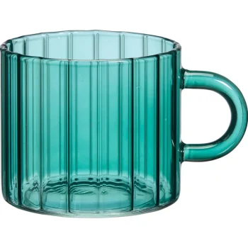 Clearance Kwantum Theeglas Solo Ribbel - 260 Ml Petrol